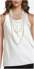 Calvin Klein Satin Blouse with Pearl Necklaces