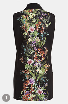 Mural Floral Print Tux Vest