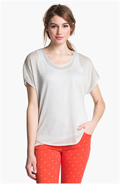 Two by Vince Camuto Metallic Scoop Neck Top