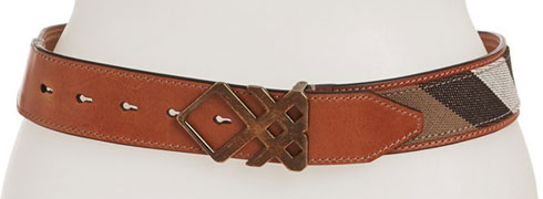 Check Leather Trim Belt