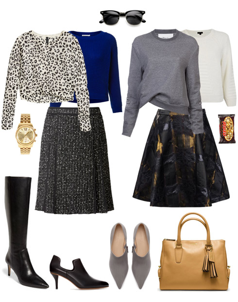 Ensemble: Flared Skirt with Cropped Pullover - YLF