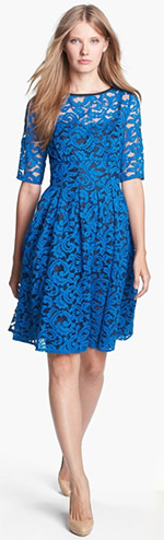 Adrianna Papell Lace Overlay Fit & Flare Dress