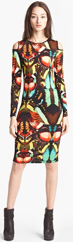 Jean Paul Gaultier Fuzzi Butterfly Print Cold Shoulder Dress