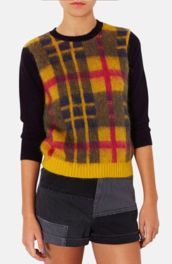 Topshop Plaid Front Sweater