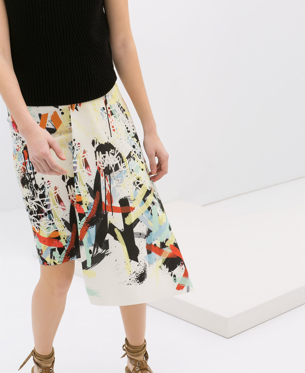 Zara Printed Asymmetrical Skirt