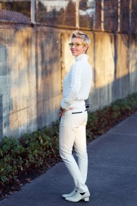 high waisted white slacks