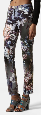 Topshop Floral Print Cigarette Trousers