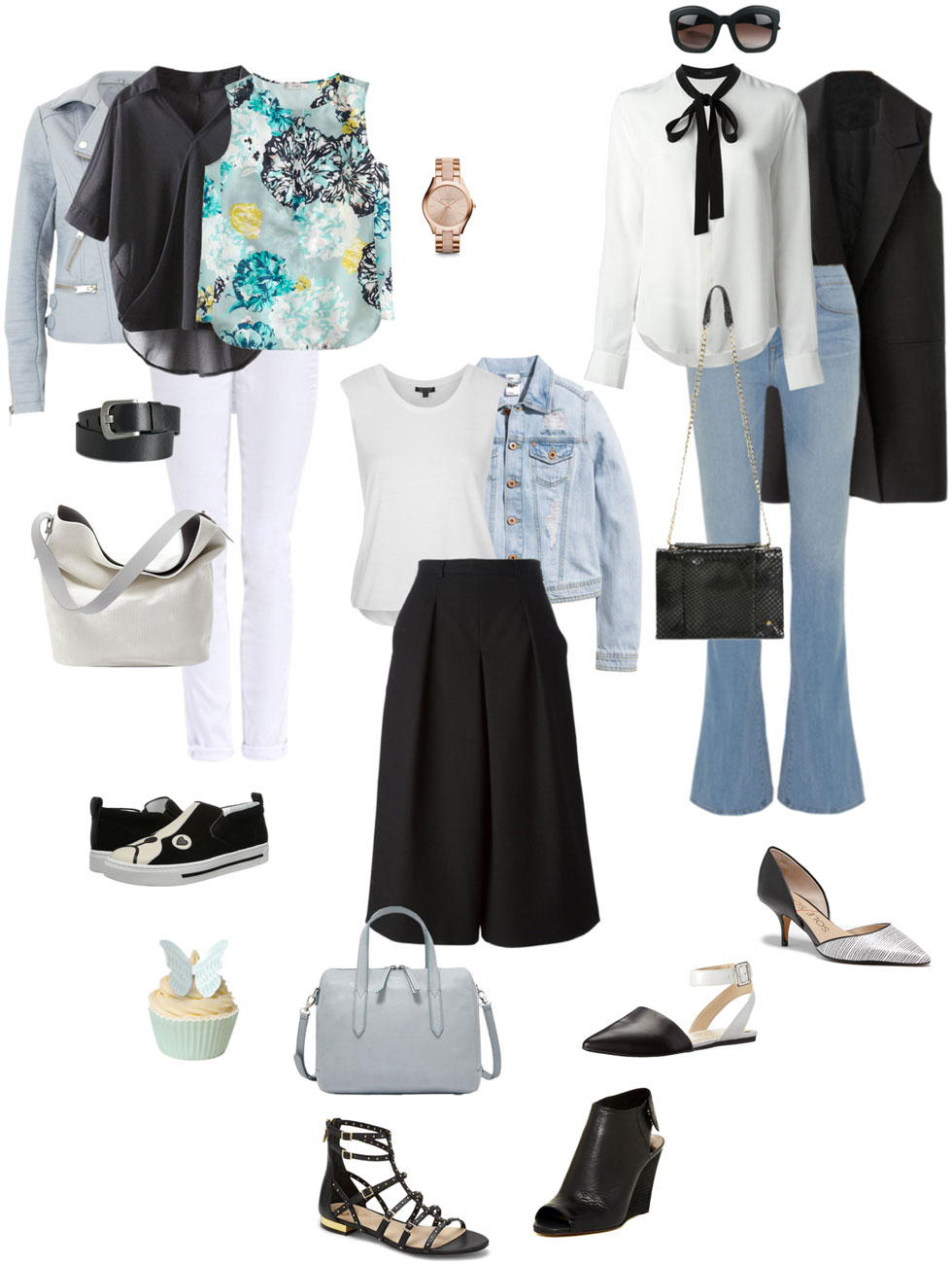 Ensemble: Black, White and Light Blue