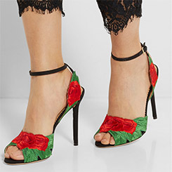 CHARLOTTE OLYMPIA Roselina Embroidered Satin Sandals