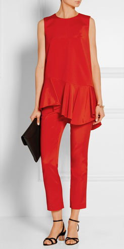 TIBI Cropped Stretch-faille Tapered Pants
