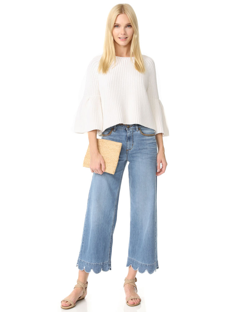 RED Valentino Stone Washed Scallop Hem Jeans