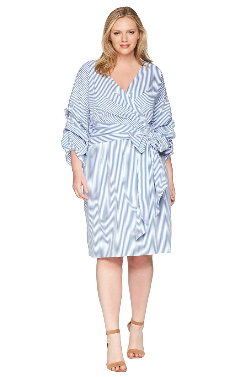 Adrianna Papell Plus Size Short Wrap Dress Long Sleeves