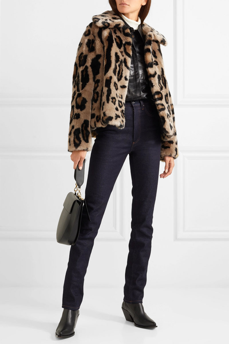 STAND Gilbertine Leopard-print Faux Fur Jacket