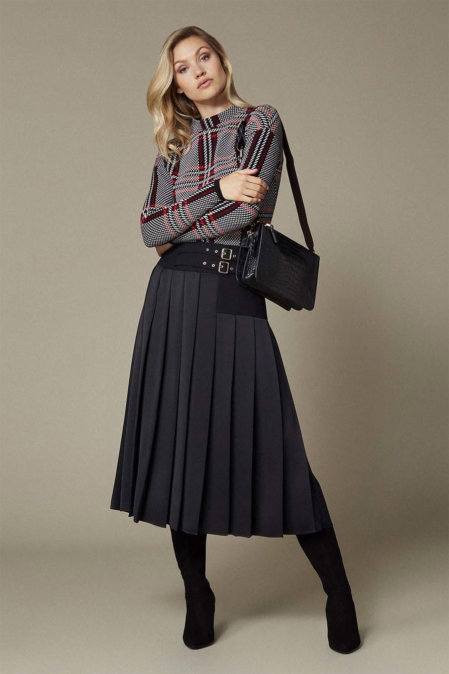 Karen Millen Waist Emphasis Pleated Skirt