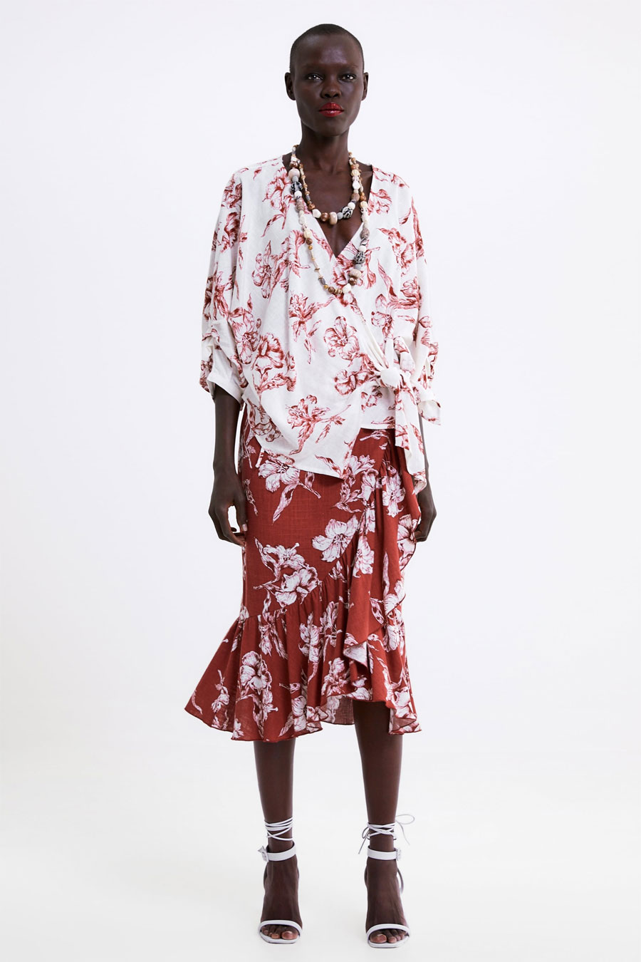 Zara Ruffled Floral Print Skirt