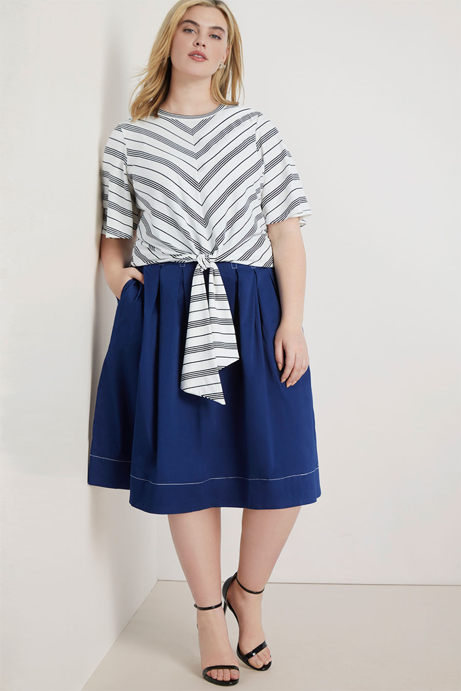 Eloquii Pleated Midi Skirt