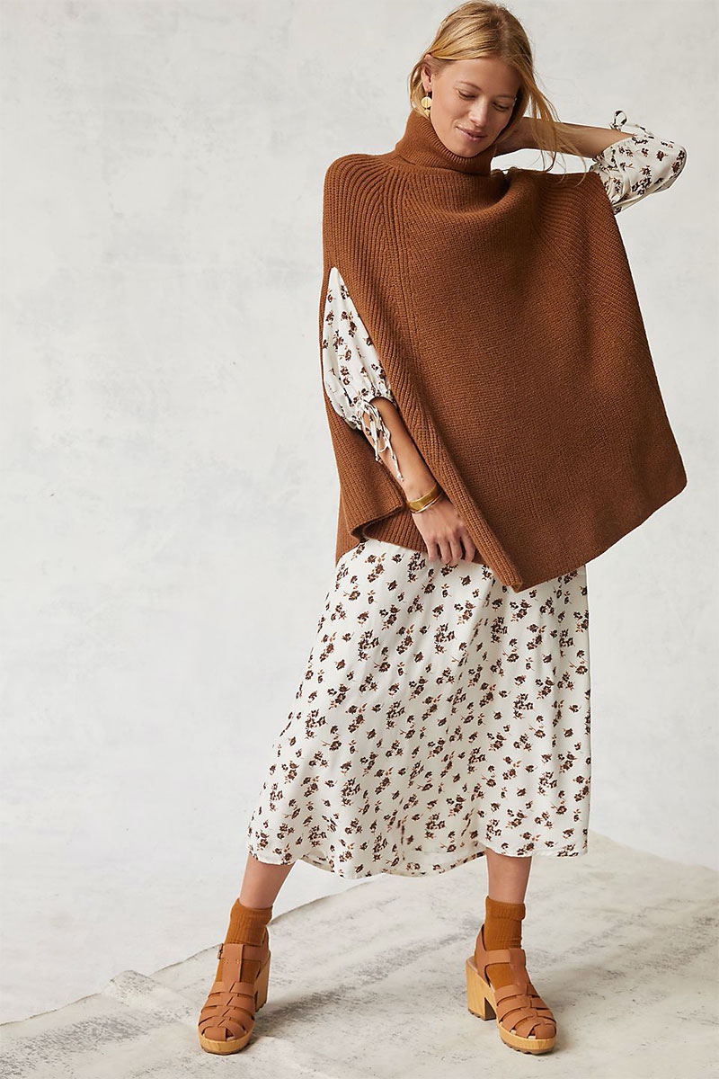 Anthropologie Ribbed Knit Poncho