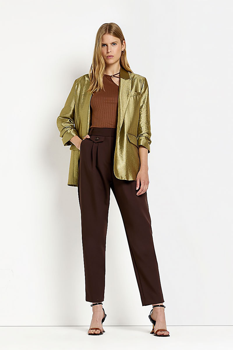 Gold Blazer with Brown