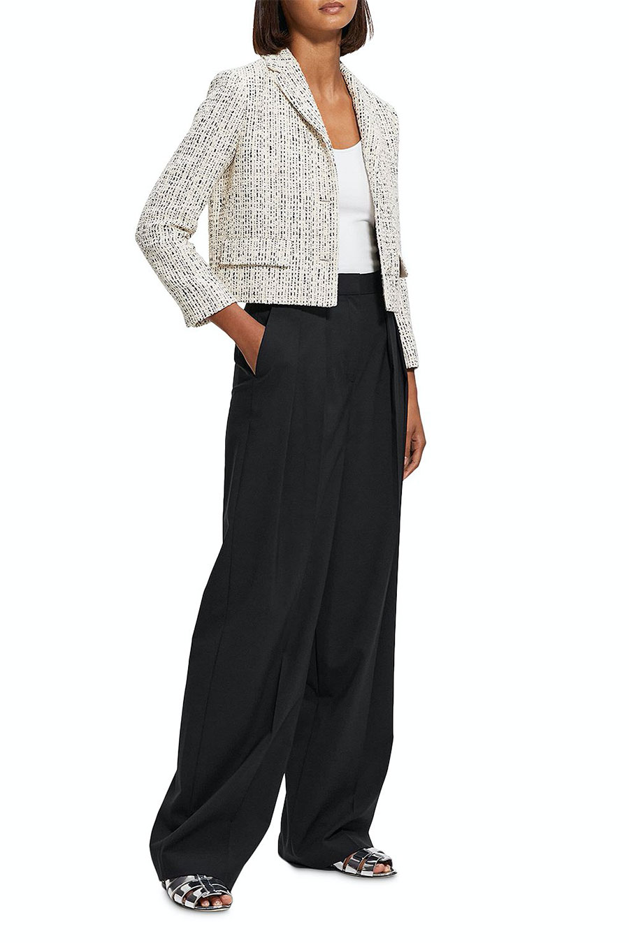 Wide Pants and Metallic Shoes