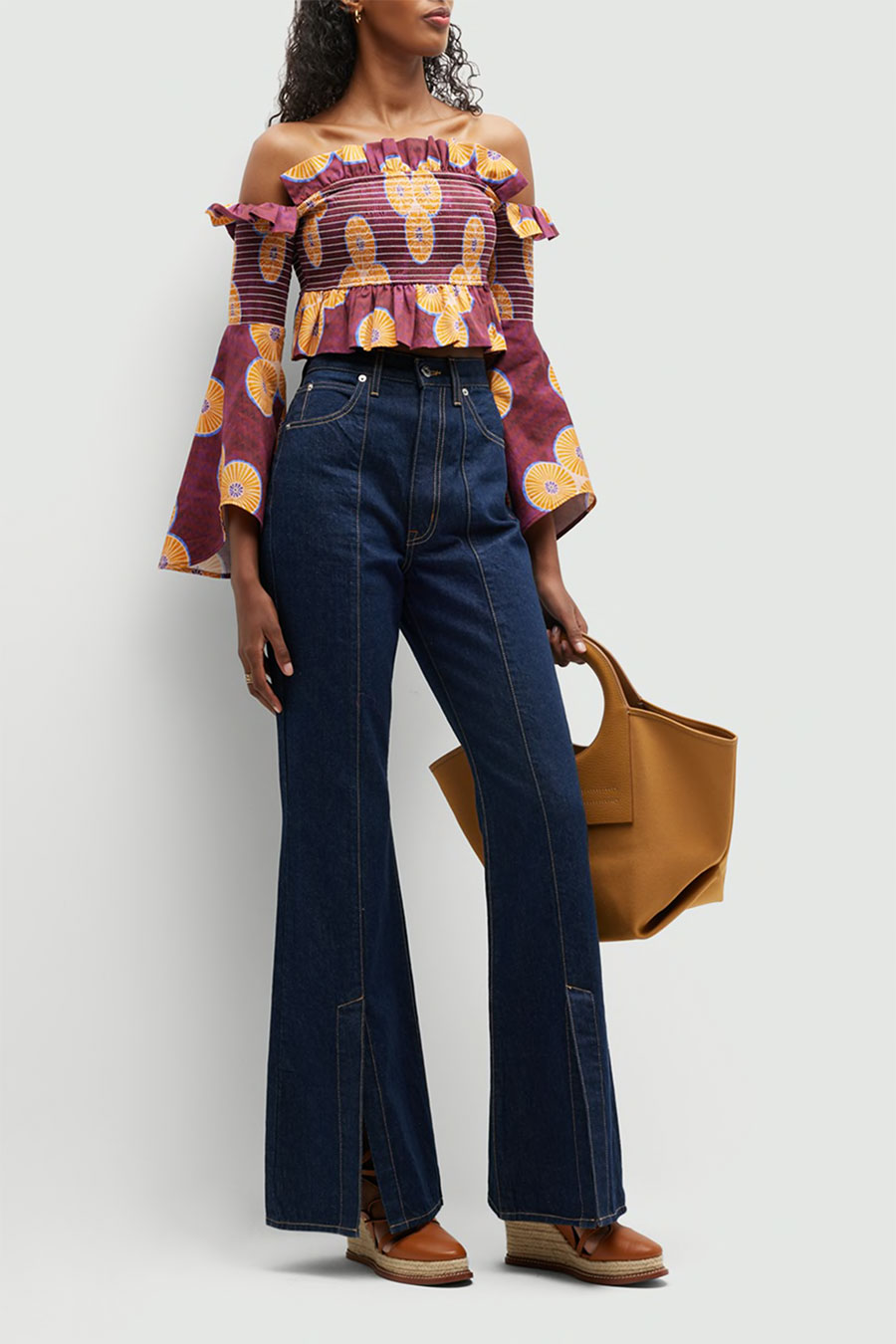 Patterned Top with Denim Bottoms