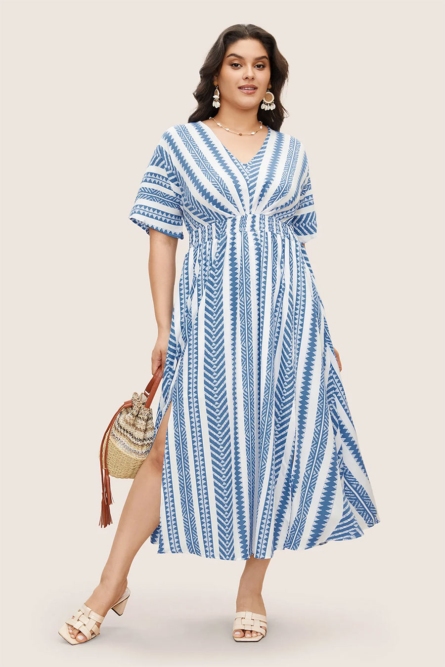 Blue and White Patterned Dress