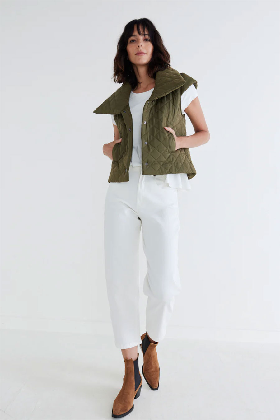 Column of White plus Olive Vest