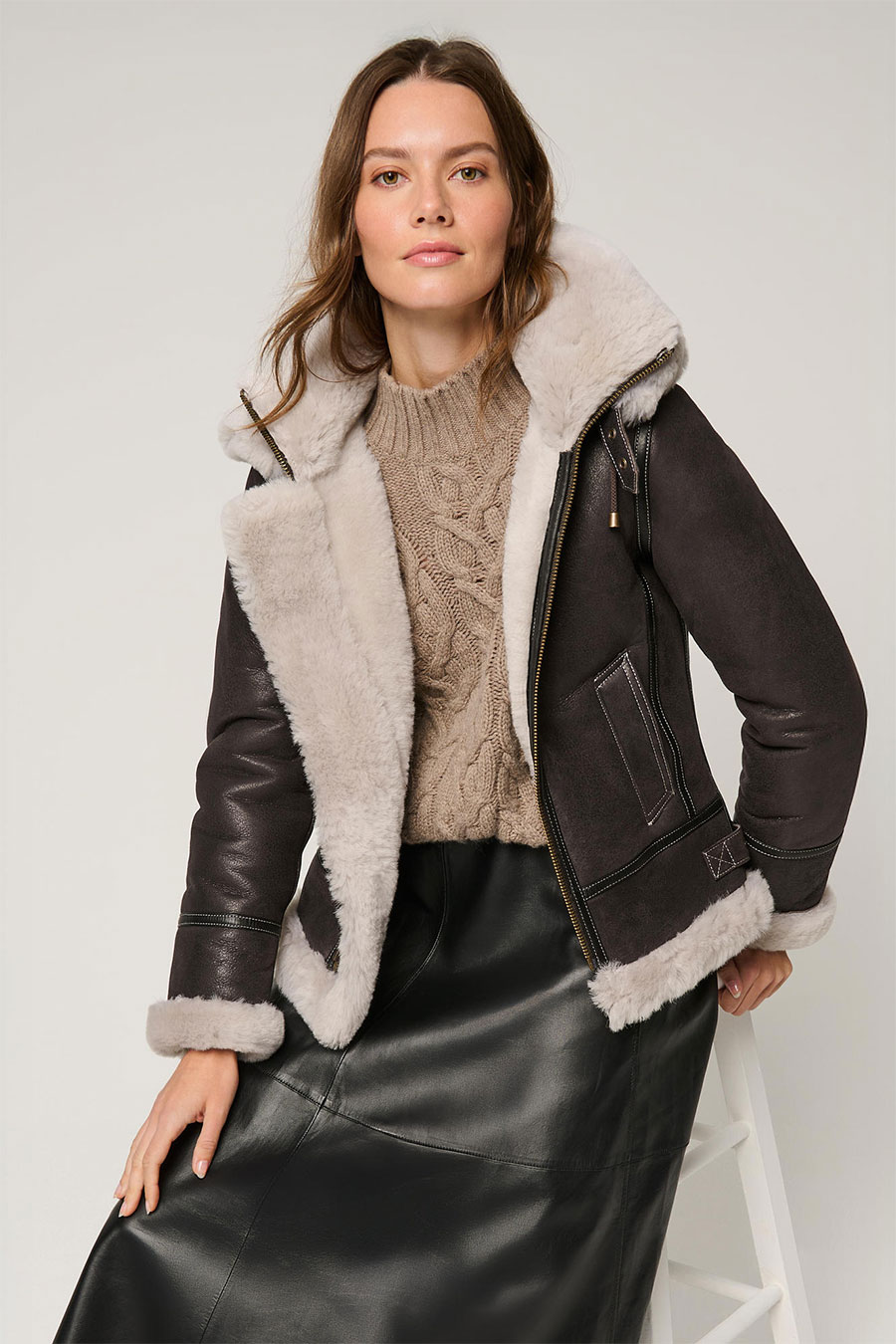 Overland Jane Sheepskin B-3 Bomber Jacket