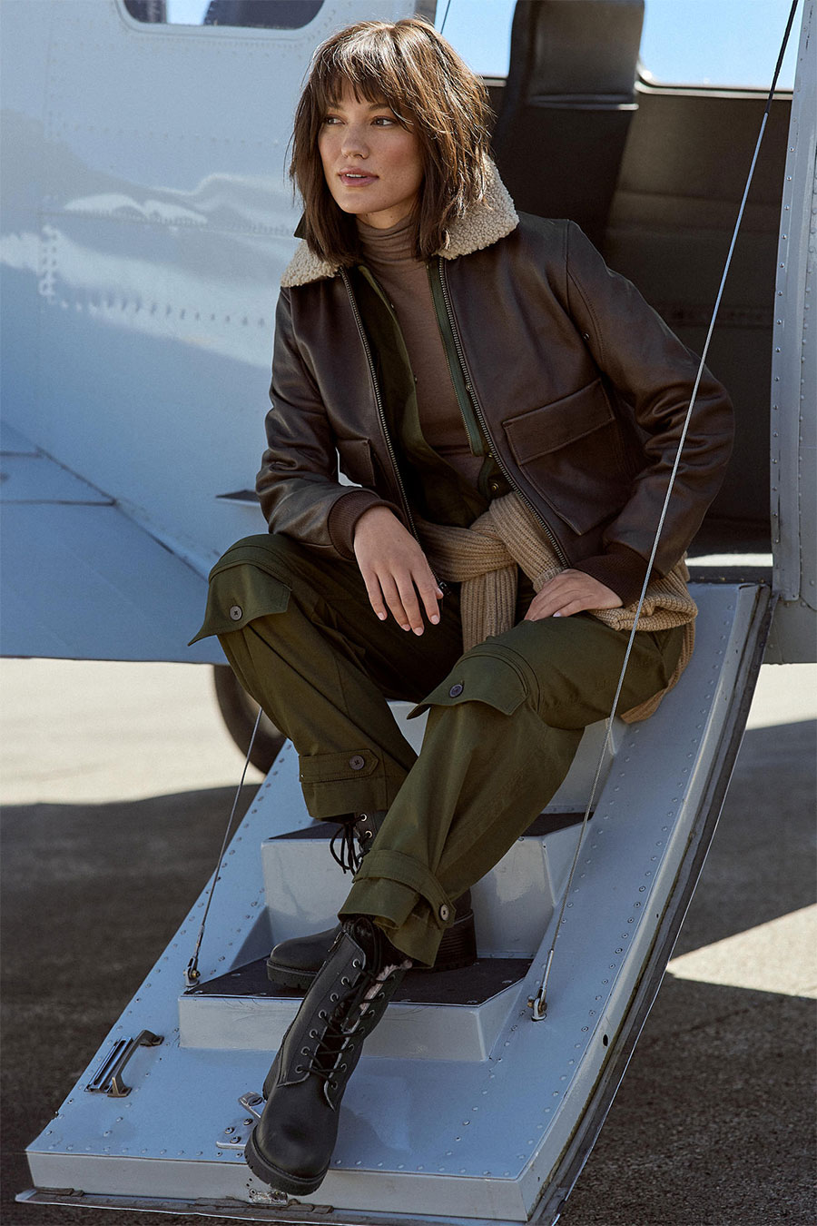 Overland Tracy Leather A-2 Bomber Jacket