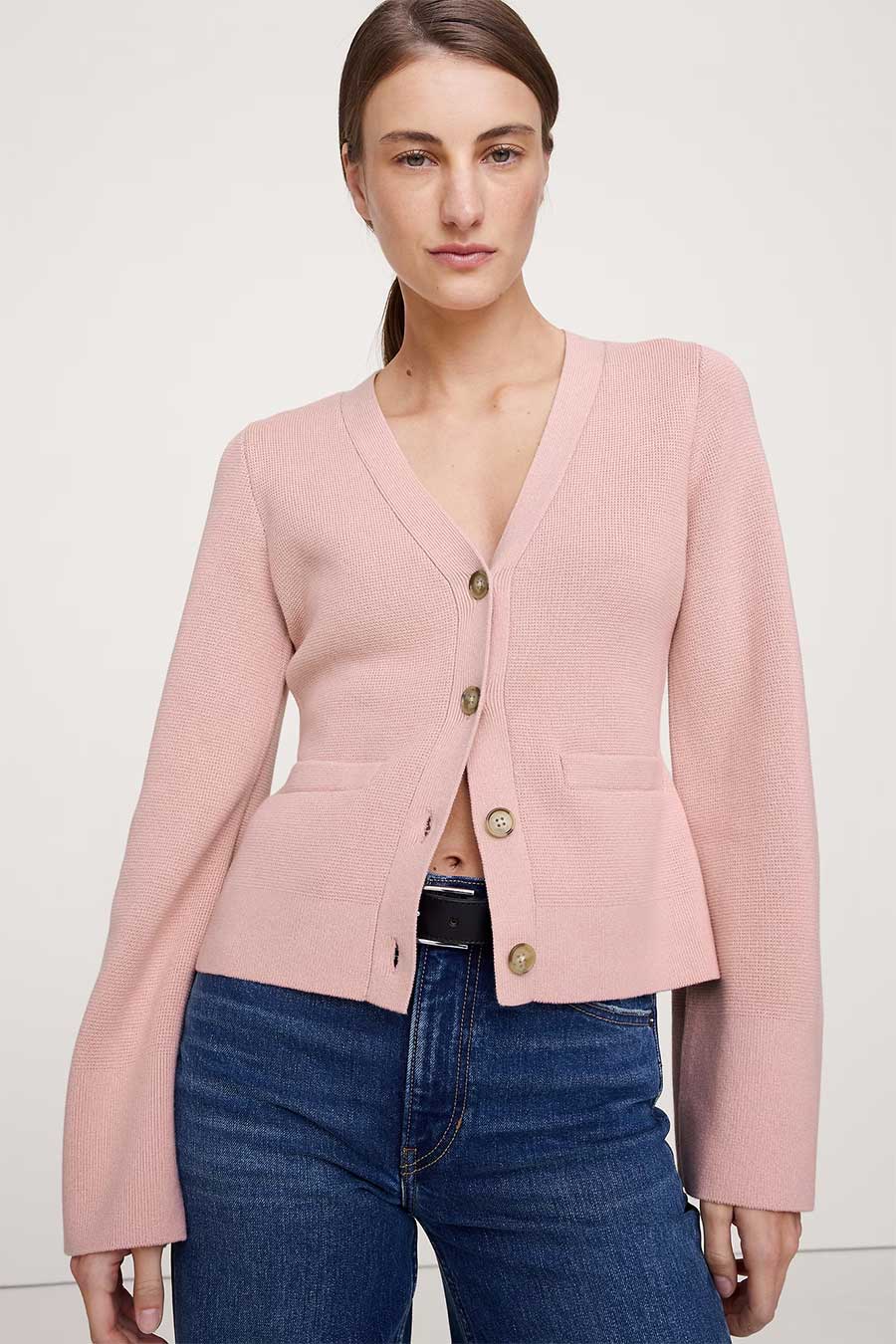 Banana Republic Cotton Silk Flare Sleeve Cardigan