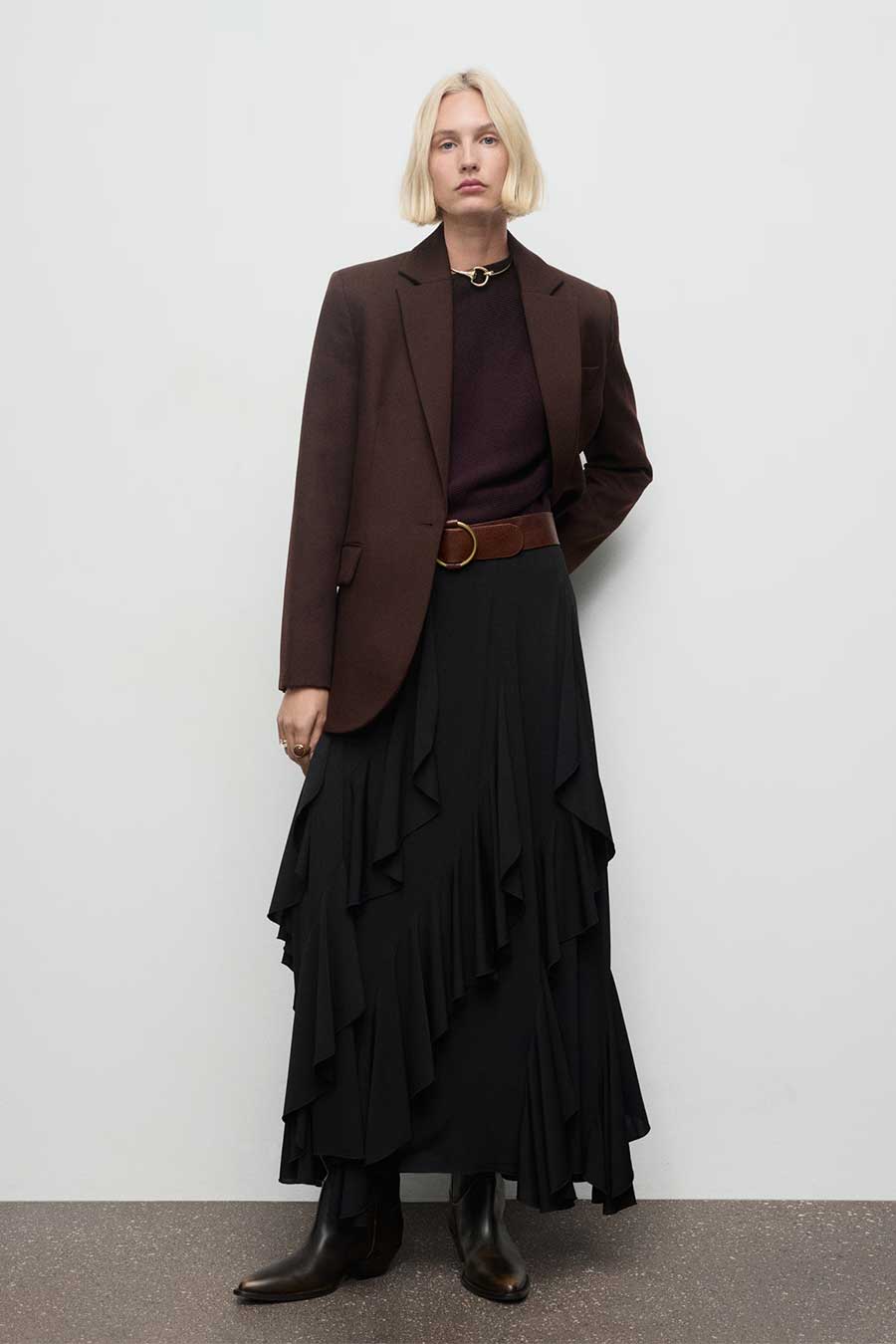 Sweater with Asymmetrical Neck and Jewel Buttons