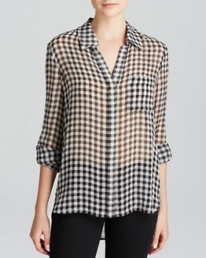 AM02497-1 100%LINEN GINGHAM TOP