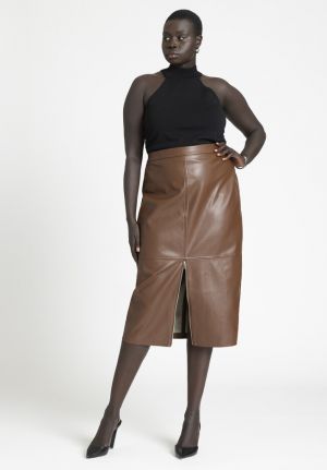 SATIN SKIRT - ZW COLLECTION - Brown