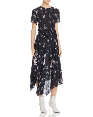 green tank midi dress Smooth Jersey Mixed Media Black Midi Dress L