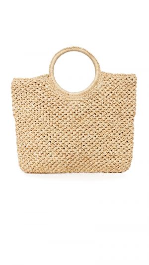 Clare V. Pot De Miel Leather-trimmed Woven Abaca Straw Tote in Natural
