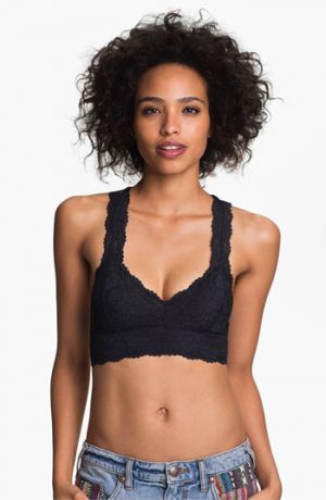 Free People Galloon Lace Racerback Bralette In Black – CHROME