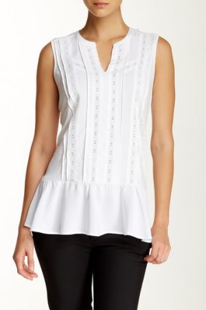 Mirror Embellished Ruffle Hem Top main image 0